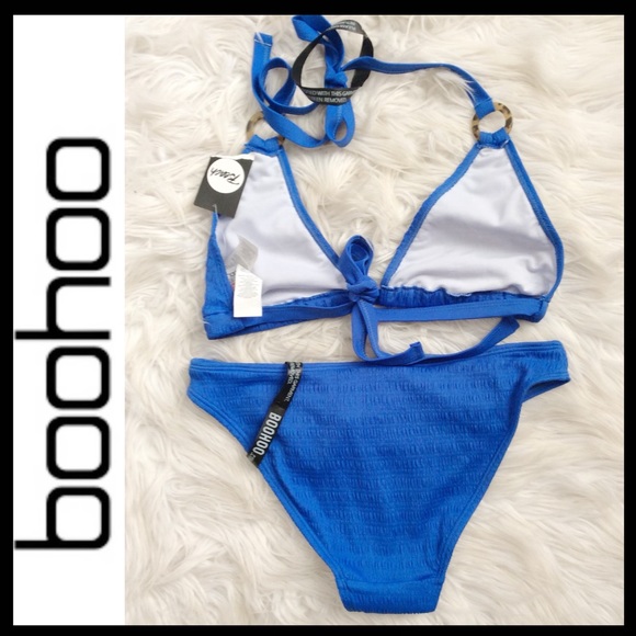 NWT Boohoo Crinkle Ring Triangle Bikini - Picture 6 of 11
